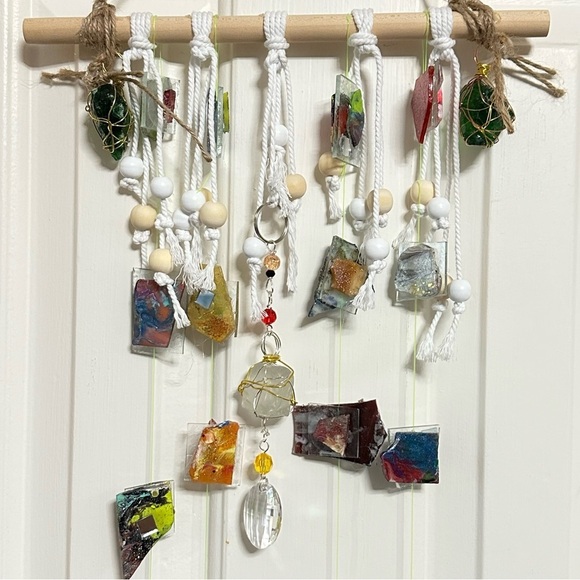 OOAK Assemblage Art Sculpture Hanging Decor Resin Handmade Mosaic Indoor/Outdoor - Picture 12 of 16